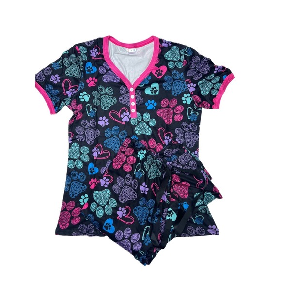 Shirley & Stone Other - Paws Print PAJAMA SET Capris Multicolored Medium BY SHIRLEY & STONE FIT 8/10